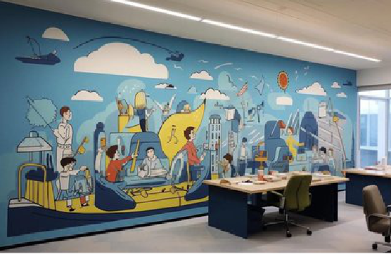 宜都办公室墙绘的特点。